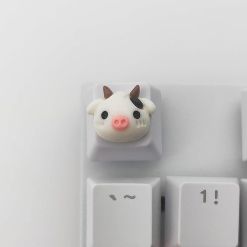 Personalized Cute White Keycap Custom 3D Keycap ESC Key OEM R4 Profile Keycap for Mechanical Keyboard MX Switch Lovely Cartoon Keycap (Cartoon Cow...