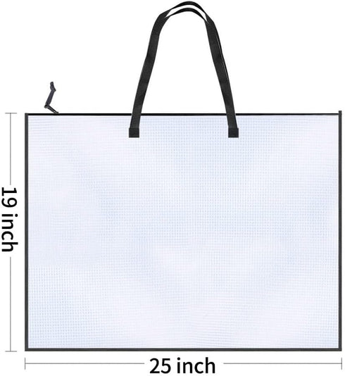 Opret 2 Pack 19x25 inch Art Portfolio Bags, Artwork Storage Case with Handle and Zipper Vinly Mesh Folder Organizers for Bulletin Boards, Scrapboo...