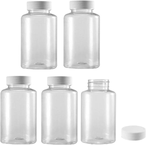 uxcell Plastic Lab Chemical Reagent Bottle 300ml/10.1oz Wide Mouth Sample Sealing Liquid Storage Container 5pcs...
