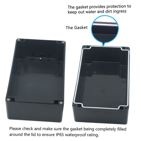 Junction Box, Zulkit Project Box IP65 Waterproof Dustproof ABS Plastic Electrical Boxes Electronic Enclosure Black 7.9 x 4.7 x 4.4 inch(200 x 120 ...