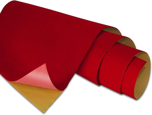 COLOURFUL US Red Self Adhesive Velvet Fabric Sticky Felt Sheets for Art & Crafts, Jewelry Box, Drawer Liners- 2PCS x (17.3 inch x 39.3 inch)...
