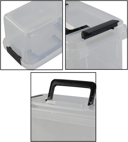Teyyvn Plastic Mini Latch Box, Storage Bin with Locking Lids(Pack of 4, 2 L, Clear)...