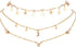 Chargances Bohemia Moon and Stars Necklace for Women Gold Laying Choker Necklace for Weeding Dating Prom Festival Delicate stars Moon Crescent Jew...