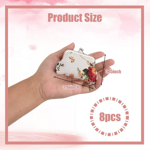 Floral Buckle Coin Purses 8Pcs Cute Rose Small Vintage Pouch Kiss-Lock Change Purse Wallets for Women Girls Kids Gift...