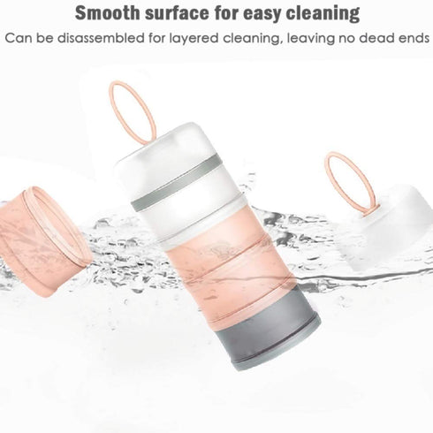 Baby Milk Powder Formula Dispenser, Non-Spill Portable and Stackable Formula Travel Container, 4 Layers Twist Lock Snack Storage Container for Pro...