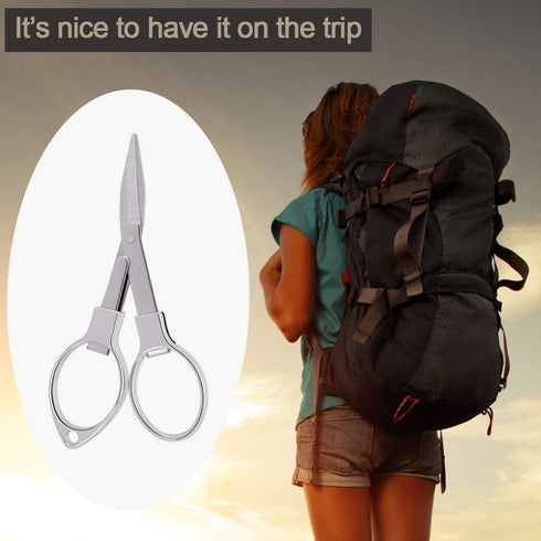2 Pieces Stainless Steel Scissors Anti-Rust Folding Scissors Glasses-Shaped Mini Shear for Home and Travel Use...