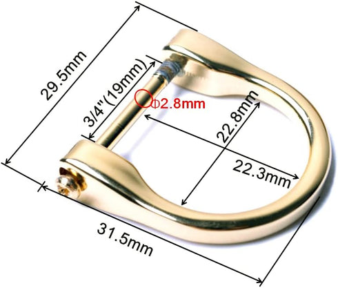 Bobeey 4pcs 3/4'' D-Rings Horseshoe Shape D Ring,U Shape D Rings,Screw in Shackle Horseshoe Shape D Ring DIY Leather Craft Purse Keychain Accessor...