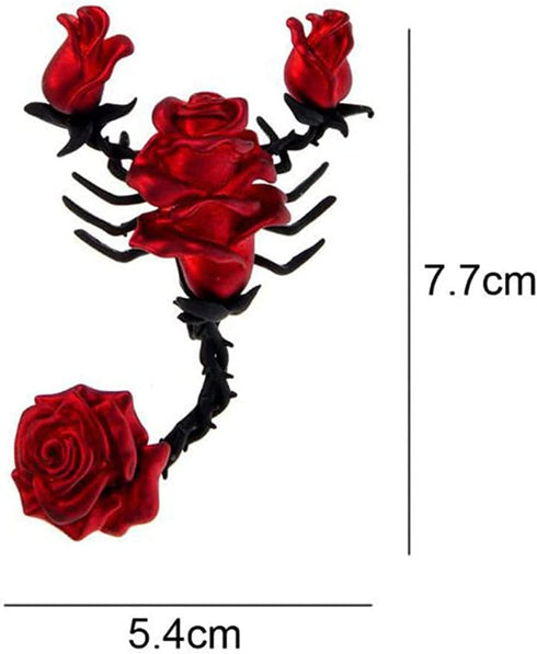 Red Rose Design Scorpion Brooch Ladies Big Enamel Flower Insect Scarf Buckle Jewelry Gift for Women Party...