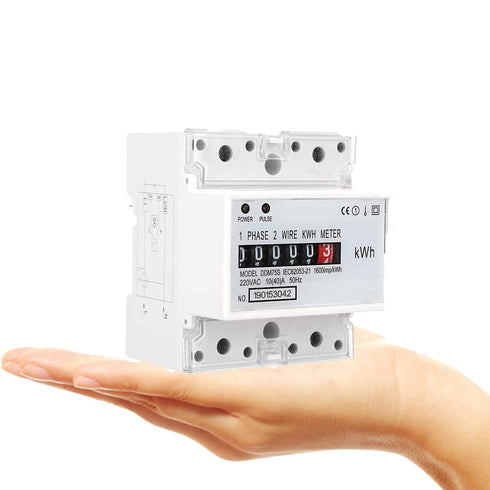 Electric Meter, KWh Meter, Single Phase 4P LED DIN-rail Electricity Power Consumption Wattmeter Energy Meter, 10-40A...