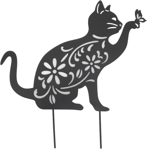Haofy Cat Silhouette, 1 Piece of Lifelike Cat Yard Art Garden Metal Statue Decor, Hollow Decorative Stakes for Outdoor Farmhouse Pathway Lawn Deco...