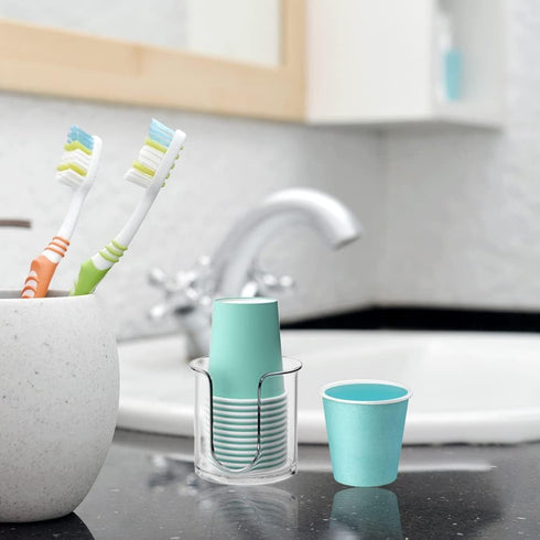 100 Pack 3 oz Paper Cups, Bathroom Paper Cups, Mouthwash Cups for Snack, Espresso, Perfect for Home Condos Rvs Campers (Blue)...