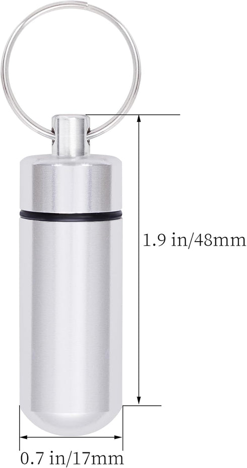 10 Pcs Portable Pill Case, Bantoye Waterproof Aluminum Pill Holders Storage Drug Container with Keychain for Outdoor Camping Traveling, Silver......