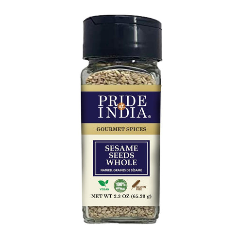 Pride of India | Sesame Seed Whole 2.3 oz (65.20 gm) Small Dual Sifter Bottle | Unhulled & Fresh | Keto-Friendly/Gluten-Free | Rich in Dietary Fib...