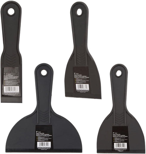 Edward Tools Plastic Knife Set - 4 Piece Heavy Duty Putty Knife Set includes 1 1/2” Putty Knife, 3”,4” Spreader Knives, 6” Taping Knife - Double S...