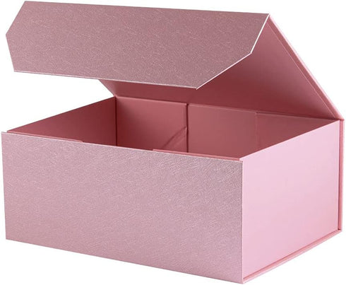 Upgrade 1PCS Pink Gift Box 9.5x7x4 Inches, Sturdy Gift Box with Lid for Gift Packaging, Foldable Magnetic Closure Storage Boxes, Bridesmaid propos...
