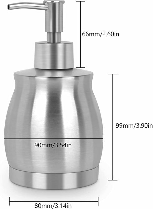 Stainless Steel Countertop Soap Dispenser Liquid Bottle and Pump, Suitable for Various Places Such as Kitchen and Bathroom (Brushed Nickel, 390 ml...