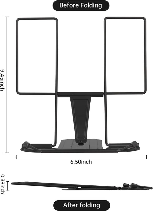 Book Stand for Reading, Adjustable Reading Rest Book Holder, Documents Holder, Sturdy Typing Stand for Recipes Textbooks Tablet Music Books(Black)...