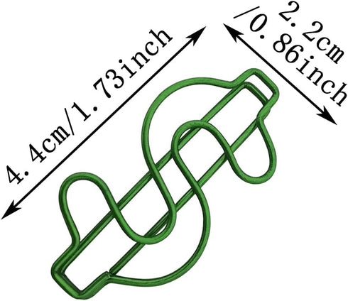 Rurili Creative Green Dollar Sign Divided Paper Clip Metal Bookmark Electroplating Office Clip for Home Office School File Organizing 50 Pcs (Gree...