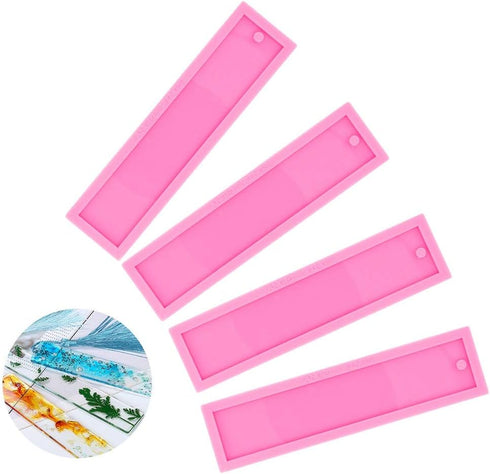 4 Pack Rectangle DIY Resin Mold Keychain Silicone Molds DIY Epoxy Resin Casting Mold DIY Keychain Jewelry Craft...