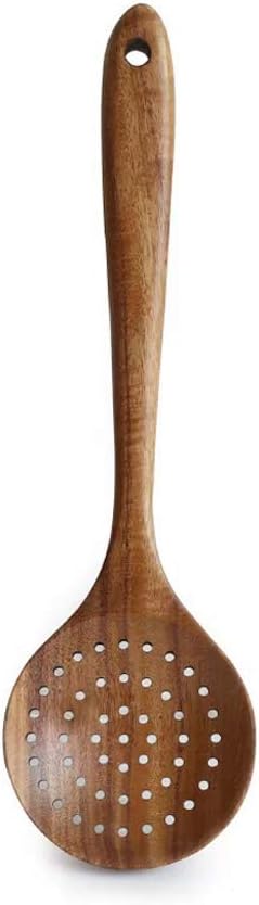 DDJSJ Teak Kitchen Utensils,Colander Ladle Skimmer Scoop Kitchenware Scoop Dipping Big Wooden Rice Long Handle Natural Utensils Handcrafted Cutler...