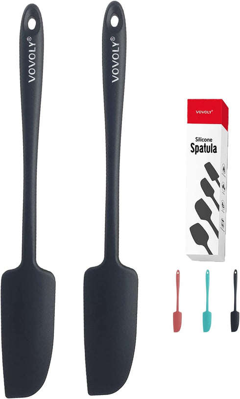 2-Pack Vovoly Silicone Jar Spatulas, Small Seamless Design Rubber Scraper with Stainless Steel Core, Heat Resistant and Non-Stick Mini Spatula for...