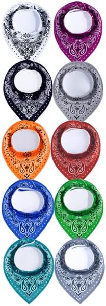 Maiwa 10 Pack Baby Triangle Bandana Bibs for Boys Girls for Drool Teething Eating with Snaps...