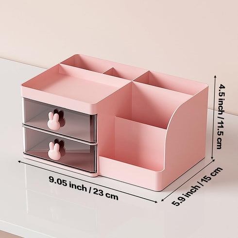 Makeup Storage Organizer with 2 Drawers, Desk Vanity Countertop Skin Care Cosmetic Display Case Make up Stands for Hair Accessories Lipstick Lotio...