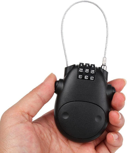 Combination Lock, Black, Suitcase, Helmet, Bike, Luggage, Doors, Briefcase, Purse, Accessories, Retractable Steel Cable, 75cm...