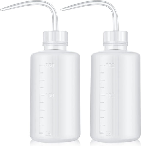 Wash Bottle 2pcs 250ml/8oz Safety Bottles Watering Tools, Economy Plastic Squeeze Washing Cleaning Bottle with Narrow Mouth Scale Labels for Medic...