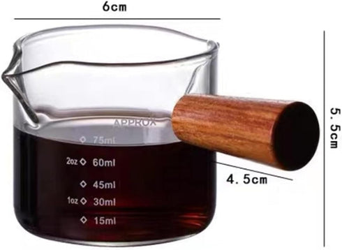 3 oz Espresso Measuring Cup Shot Glasses Measuring Triple Pitcher Double Spouts Glass Creamer Measure Cup for Barista Coffee Carafe Sauce Milk Bar...