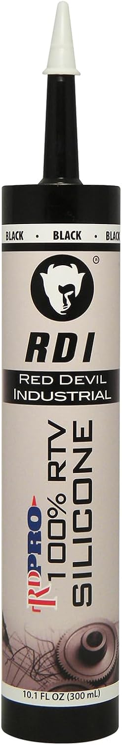 Red Devil 08166I RD PRO Industrial Grade RTV 100% Silicone Weather-Resistant Sealant, 10.1 oz. Tube, Black, 1-Pack...