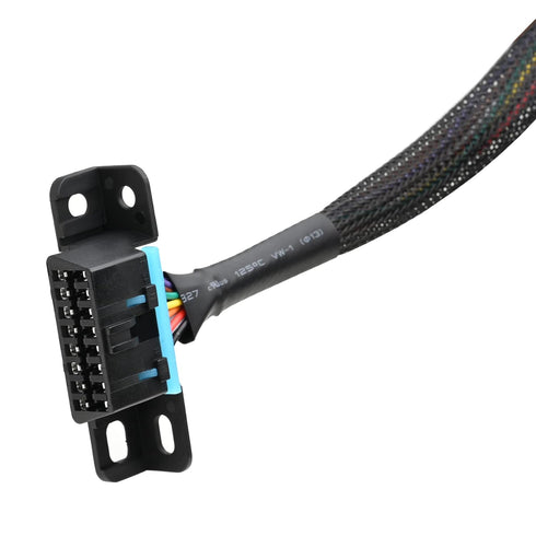 iKKEGOL Universal OBD2 OBD II 16 Pin J1962F Female to Open Cable Braid Dash Port Pigtail Fixed Wire Harness with Underdash Mount Bracket 30cm/12...