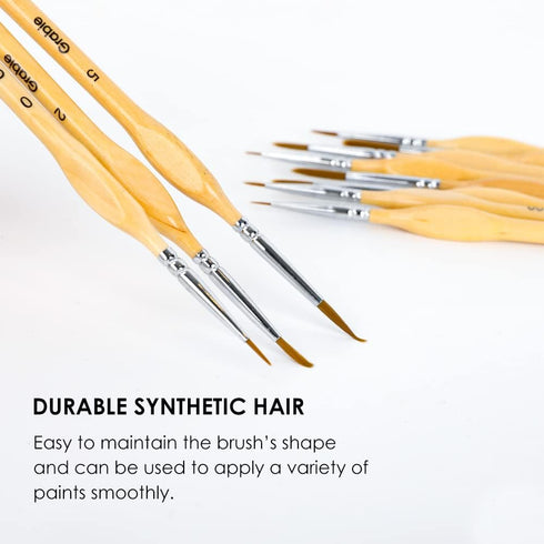 Paint Brush Set, Miniature Detail, 11 Pcs for Oil, Acrylic, Watercolor and Gouache, Nylon Hair Paint Brush With Natural Wood Handle, Great for Beg...
