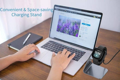 Charger Dock Replacement for Fitbit Sense/Versa 4 / Versa 3 / Sense 2, Sense & Versa Premium Aluminum Charger Stand with 5ft Charging Cable, Space...