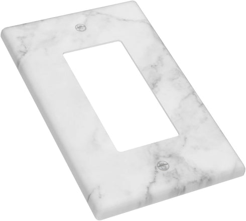 White Gray Marble Light Switch Plate Cover Single Rocker 1 Gang Wall Plates Decorative Lightswitch Electrical Outlet Faceplate for Bathroom Kitche...