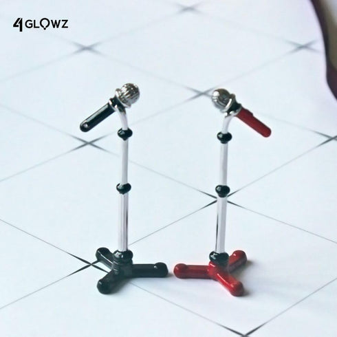Cute Miniature 1:12 Alloy Microphone Model w/Stand - Dollhouse Musical Furniture Decor Accessory Toy for Miniature Collectors and OB11 1/12 BJD Do...