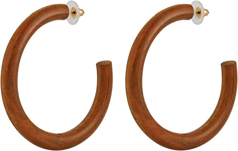 Women's Natural Wood Earrings Fashion Earrings Geometric Shape Retro Earring Set Natural Wood Hollow Semicircle Earrings...