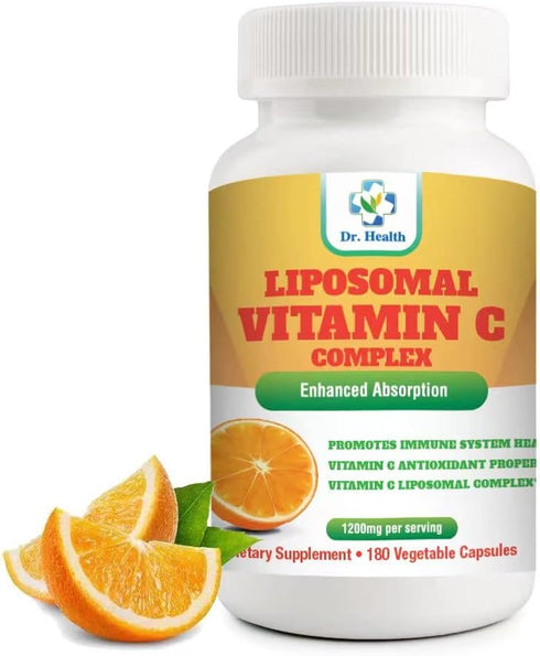 Liposomal Vitamin C 1200mg per serving 180 Veggie Capsules per bottle High Absorption Vitamin C Pill Supplements Fat Soluble Vit C Powerful Antiox...