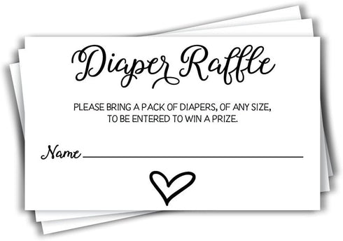 All Ewired Up 50 Gender Neutral Watercolor Heart Baby Shower Diaper Raffle Tickets, Lottery Insert Cards for Heart Baby Shower Invitations Supplie...