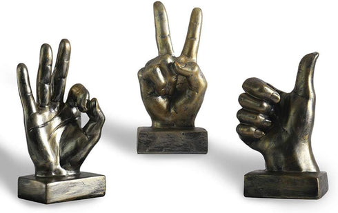Nice purchase Hand Finger Gesture Desk Statues Fingers Sculpture Creative Home Living Room Cabinet Shelf Decoration (Victory Gesture in Silver)...