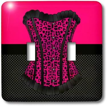 3dRose lsp_58704_2 Cheetah Print Corset Fishnet Double Toggle Switch, Black/Pink...