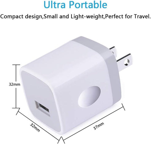 Charging Block for iPhone, Charger Box, USB Cube, NonoUV 10-Pack Single Port Wall Charger 1A/5V USB Outlet Plug Adapter Power Bricks for iPhone 15...