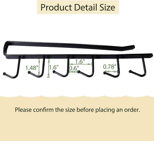 Art Secret 6-Hook Under Cabinet Mug Hanger (c- 2pcs White)...