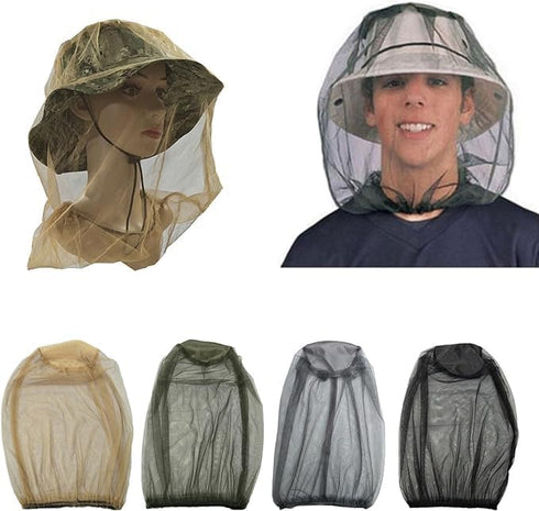 Golden Mosquitoes Head Net Mesh Face Neck Fly Netting Hoods from Protections Screen Net for Camping Travel Hiking Mosqui Fishing Hats Accessories...