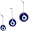 Platinum Plating Handmade Evil Eye Turkish Greek Glass Charm Decorative Ornament for Good Luck, Success and Protection (1.5"-2"-2.7" Set of Three)...