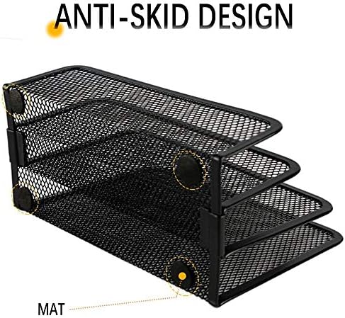 wishacc Folder Holder Desk, 2 Pack Mail Organizer Letter Holder for Desk Metal Mesh with 3 Vertical Upright Compartments...