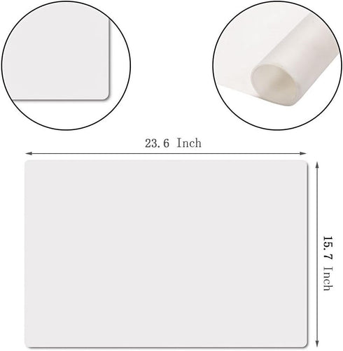 23.6'' by 15.7''Flexible Silicone Placemat Non Slip Waterproof Heat Resistant Dinner Table Transparent with Fog 1 PCS...