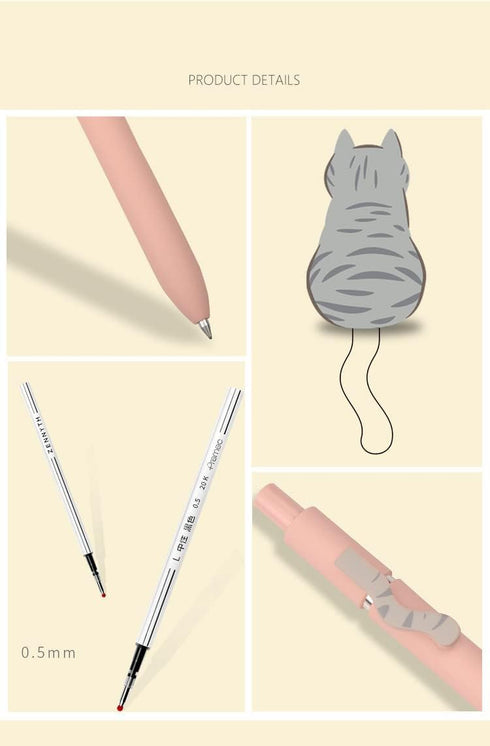 Cute Cat Tails Pens Kawaii Aesthetic pens 0.5mm Fine Point Smooth Writing Black Ink Gel Pens, Quick Dry Retractable Ballpoint Pen...