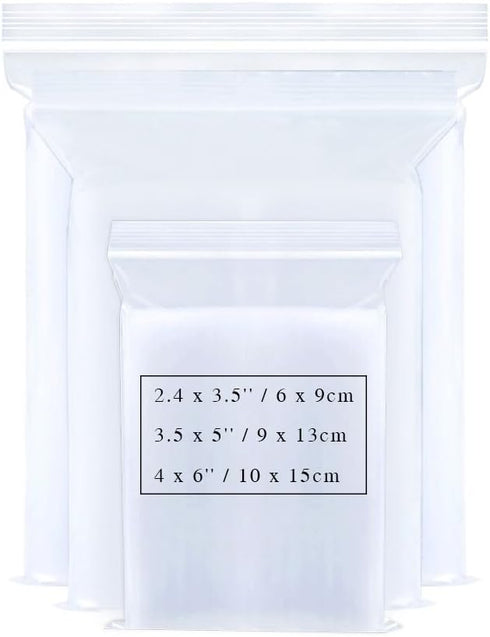 Small Plastic Bags for Jewelry 3 Sizes 300pcs Resealable Zip Bags Clear Zipper Baggies 2 Mil for Beads Board Games Pill Storage 2.4 x 3.5/3.5 x 5/...