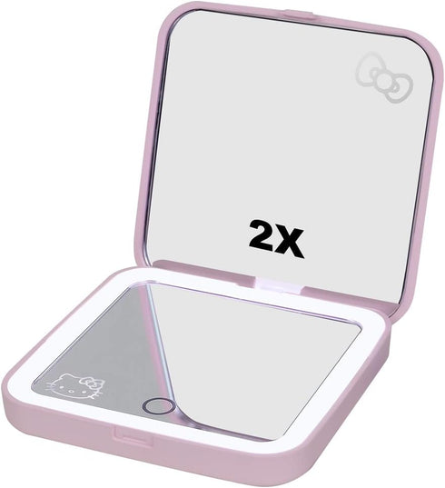 Impressions Vanity Hello Kitty Supercute Compact Mirror with Touch Sensor Switch for Adjustable Brightness, Lighted Makeup Mirror with LED Lights ...